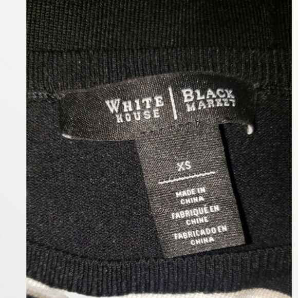 WHBM black white stripe asymmetrical sweater blouse size XS - Picture 5 of 6